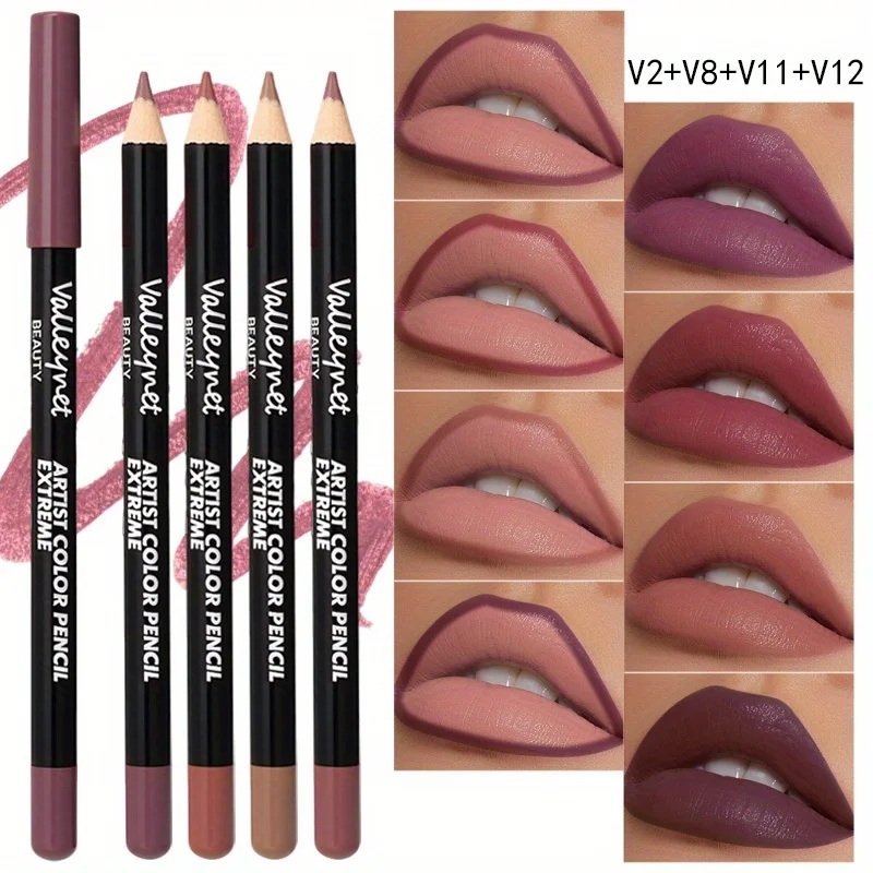 Matita per labbra opaca da 4 pezzi/set a lunga durata, resistente al trasferimento e a prova di sbavature |   Combinazione labbra altamente pigmentata e con finitura vellutata