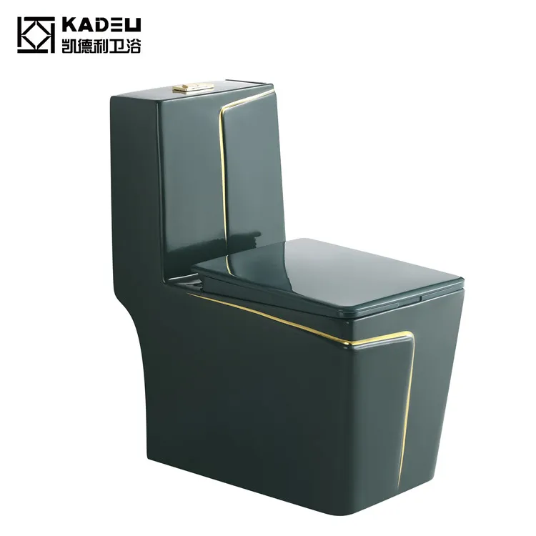 New Design Dual Flush Green Toilet Bowl Ceramic One Piece Toilet WC Bathroom Green Color Square Toilets