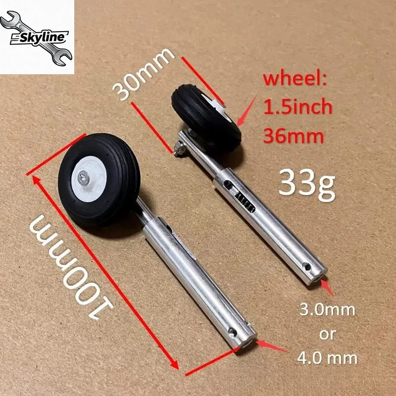 36mm PU Wheels H:100mm Lightweight Aluminum Alloy Anti-Vibration Landing Gears D3/4 for Retractable LG RC Airplane Models Parts