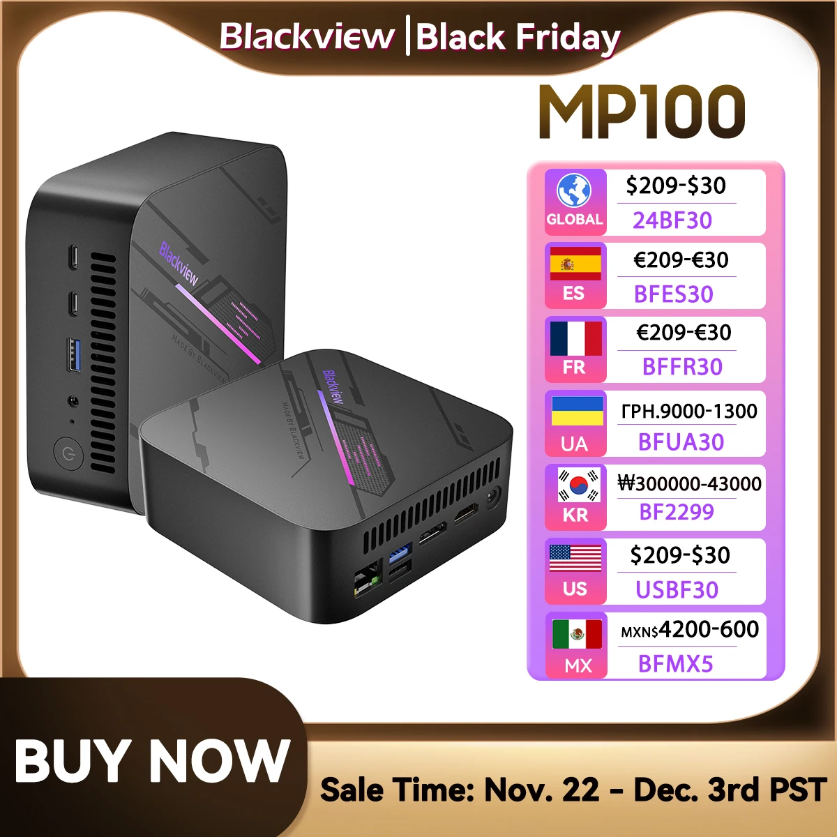 [Estreno mundial] Blackview Mini PC MP100 AMD R7 5700U Mini PC 8 núcleos 16 hilos 16GB /32GB DDR4 512GB/1TB SSD Mini ordenador PC