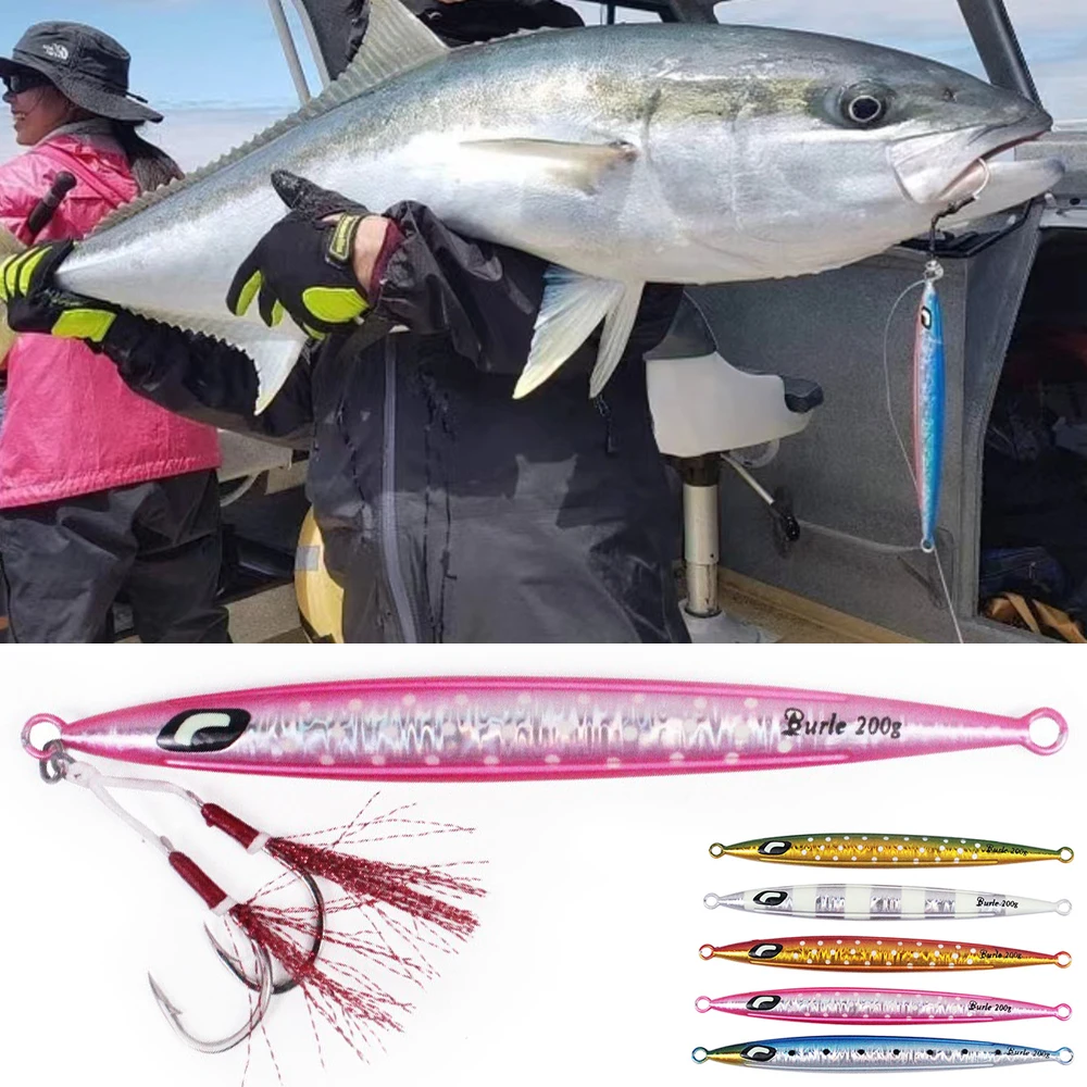 100g150g200g250g300g Metal Jig Shore Jigging Pebble Stick Bait Saltwater Vertical Deepsea Fishing Lure Tuna Marlin Wahoo Mahi