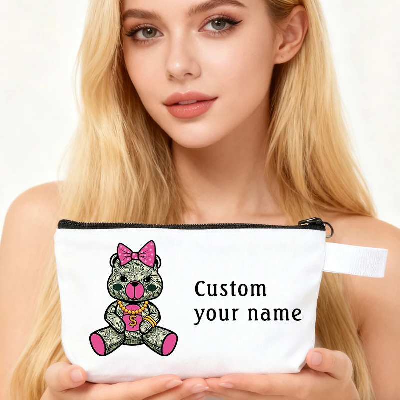 

Makeup Bag Organizers Personalized Dollar Bear Waterproof Tote Small Cosmetic Bag Stationery Organizer Multifunction Organizers