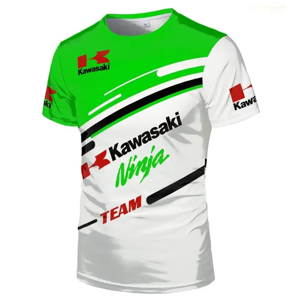 

2025 Summer Kawasaki Classic Motorcycle Racing Suit Men Women's Super Large Breathable Speed Drying Sports Short Sleeve T-Shirt