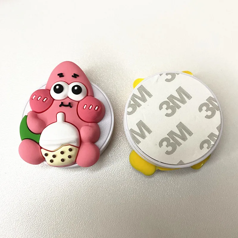 Potdemiel الكرتون سبونجبوب حامل هاتف العالمي 3M ذاتية اللصق قابلة للطي قوس تمتد قبضة الهاتف فنجر الوقوف