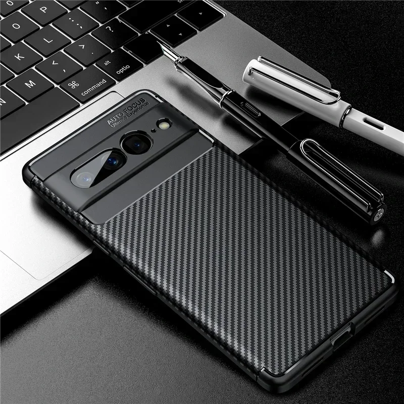 Pokrowiec z włókna węglowego do Google Pixel 7 Pro Etui Bumper Silicone Funda Google Pixel 7 Pro Ultra cienkie etui do Google Pixel 6 7A 8A