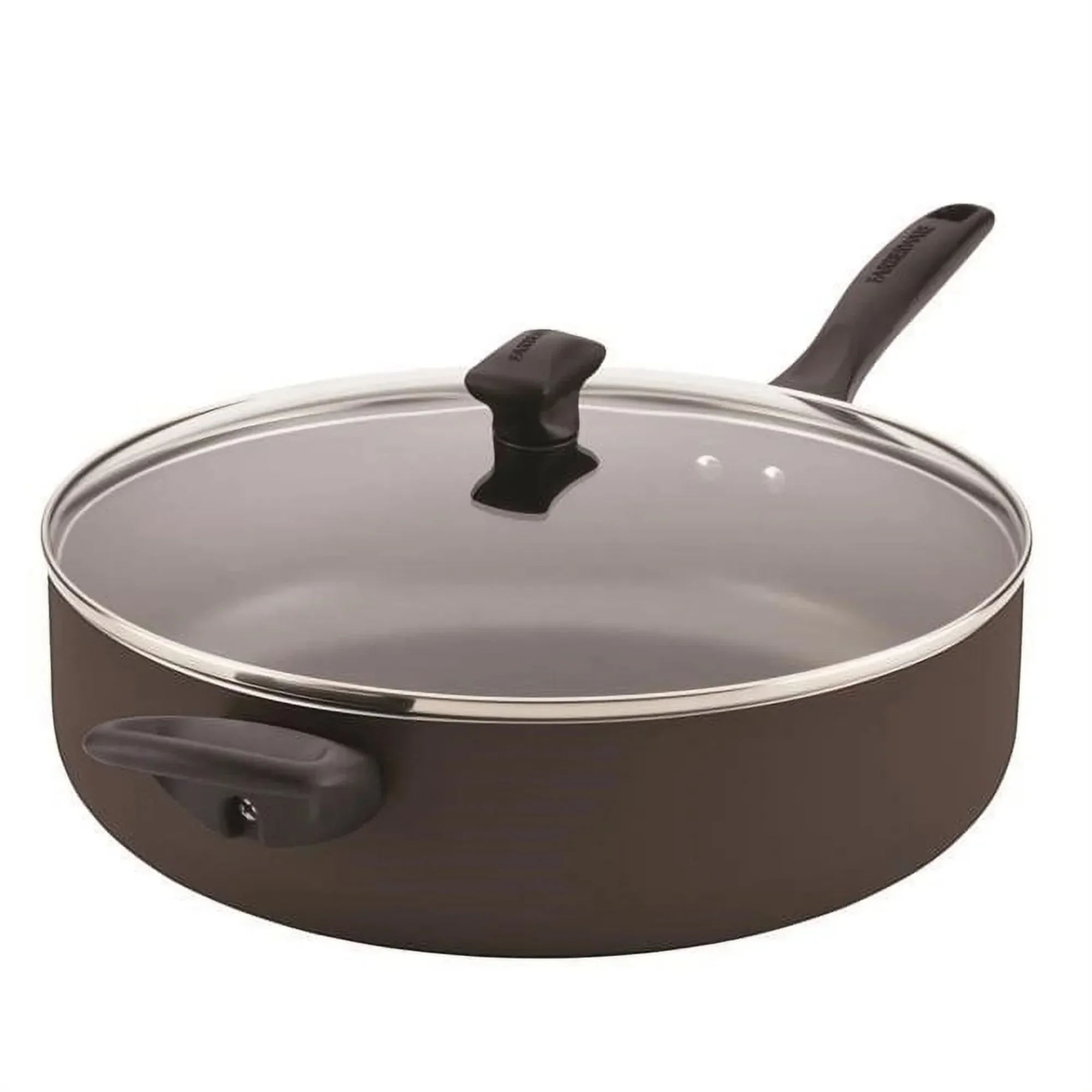 

6QT Nonstick Jumbo Cooker with Lid & Helper Handle, Dishwasher Safe, Black, Even Heating, For Stews, Soups, Pasta, Easy Clean