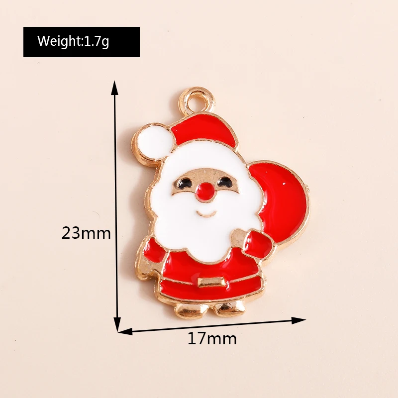 10 Stück Mix Emaille Weihnachtsanhänger für Schmuckherstellung Weihnachtsmann Baum Hirsch Hut Charms Anhänger für DIY Halsketten Ohrringe Geschenke – Detail 2