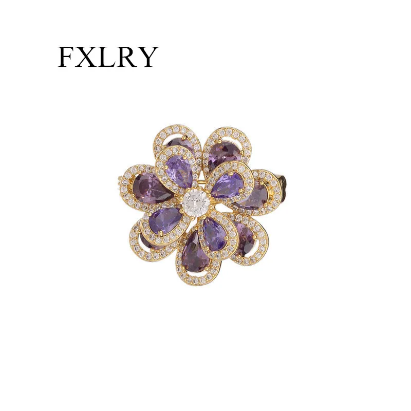 10.17 New design cardigan fixed clothes anti-light pin female zircon Mosaic multi-layer three-dimensional flower small brooch