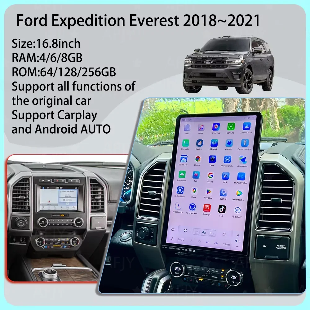16.8inch HD Big Screen Car Radio For Ford Expedition 2018-2021 Carplay AndroidAuto Stereo Multimedia Video Player GPS Navigation