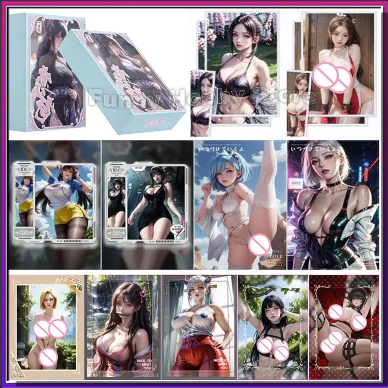 

New Style Sexy Card ACG Goddess Limited Sale Nude Sexy Black Silk Bikini Girl Charming Pornographic Anime Collection Waifu Card