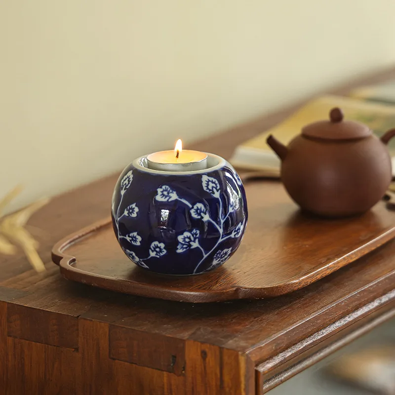 Chinese Celadon Vintage Ceramic Candlestick Candlelight Dinner Wedding Shooting Props Decorative Ornaments Candle Holders Gifts