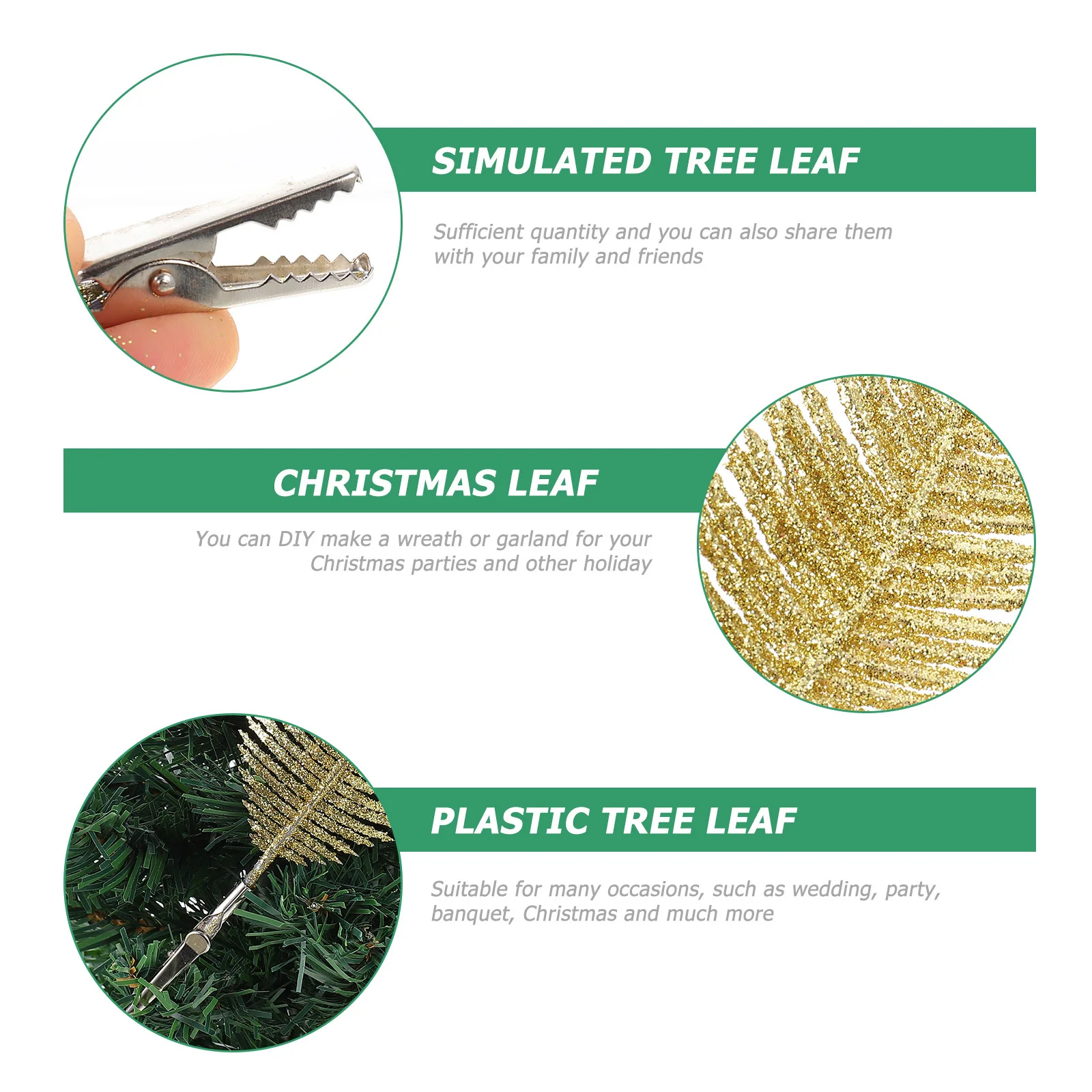 

6Pcs Christmas Tree Leaf Clips Festive Decor Artificial Leaves for Xmas Party Wedding Banquet Decoration Supplies