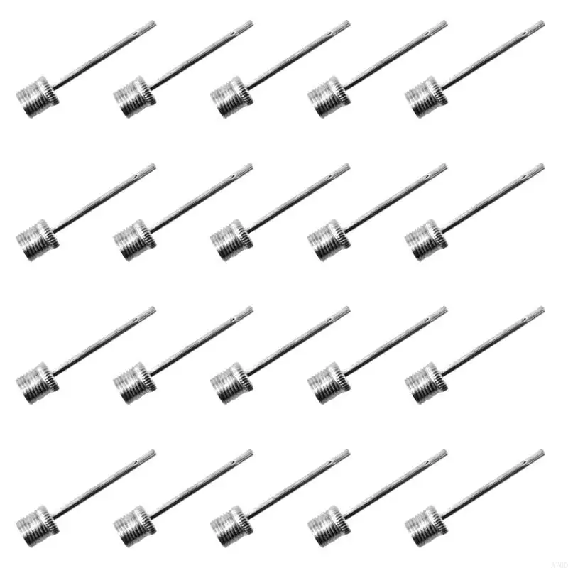 20pcs Válvulas vôlei vôlei inflável aço inoxidável Adaptadores inflador Adaptadores Adaptador pinos ar agulha