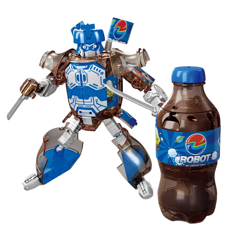 Robot guerrier de Soda transformable créatif, jouet, bouteille de Cola Convertible pour figurine d'action, cadeau d'apprentissage STEM, conception de bouteille de Cola pour garçons