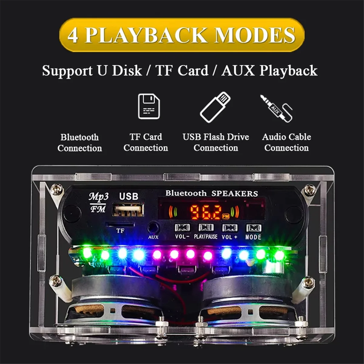 QA88X DIY Kit de Altavoz Bluetooth con Radio FM 85,7-108MHZ DIY proyecto de soldadura práctica Kit electrónico soldadura U disco TF