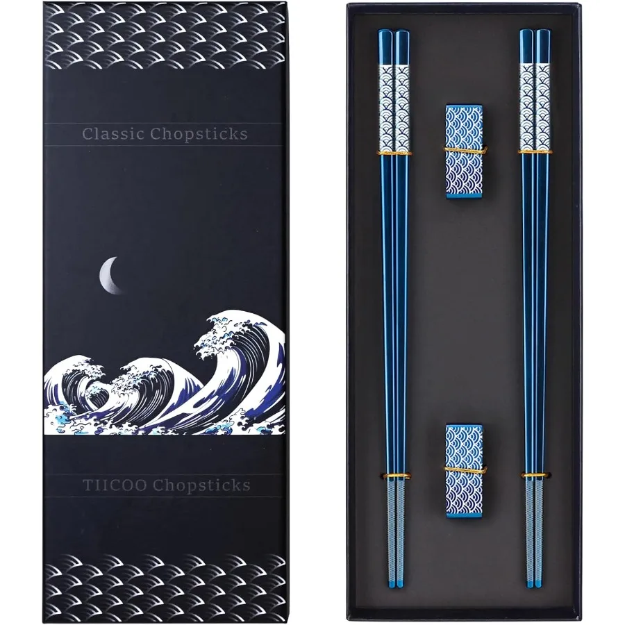 

Многоразовые палочки для еды из нержавеющей стали с титановым покрытием и держателем, которые можно мыть в посудомоечной машине, легкие палочки для еды в японском стиле, идеально подходят для