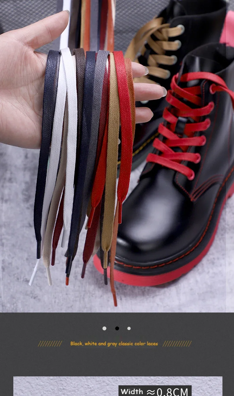 1 Paar 0,8 cm gewachste Baumwolle, breit, flache, wasserdichte Schnürsenkel, Unisex-Schnürsenkel, Stiefel, lässige Turnschuhe, Schnürsenkel, Lederschnürsenkel – Detail 6