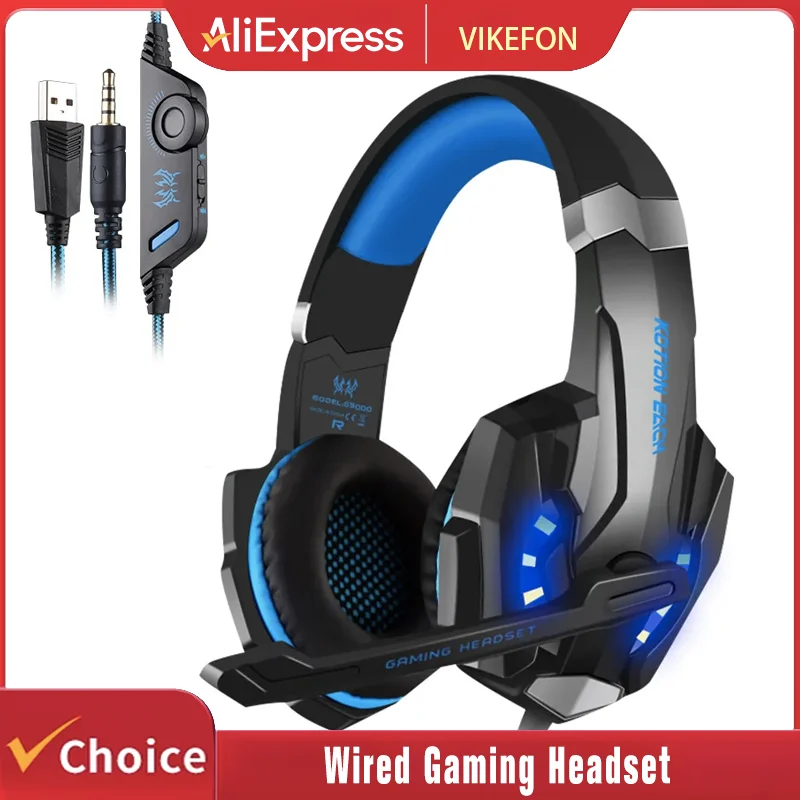 G9000 Game Headphone Wired Stereo Surround Deep Bass LED Glow Gaming Headset Microphone For PS5 PS4 Xbox Laptop Desktop PC