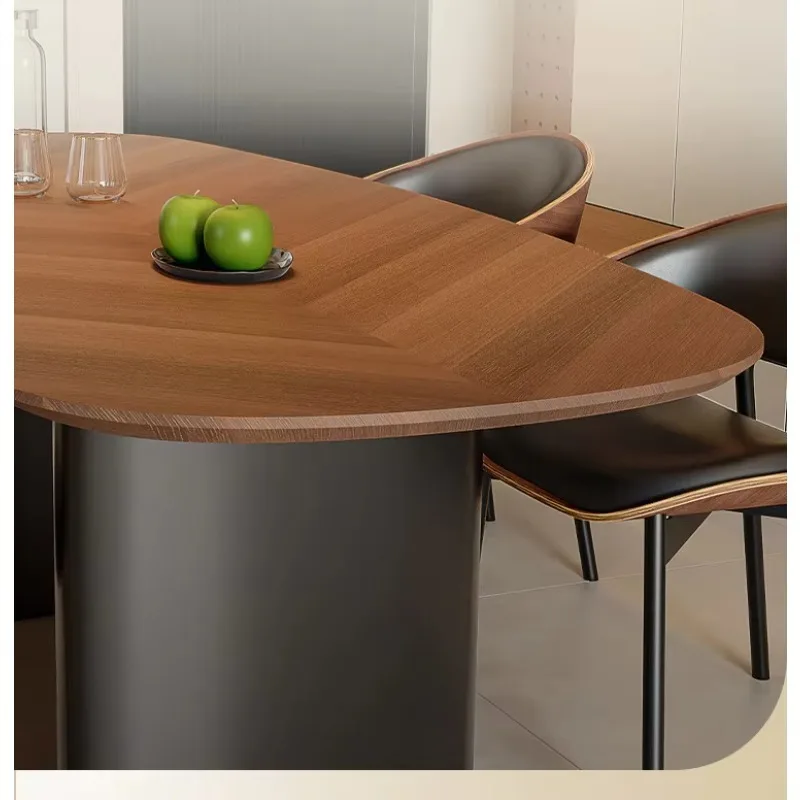 

Роскошный обеденный стол с деревянной столешницей, современный минималистичный обеденный набор премиум-класса, дизайнерский стол в форме листа для дома