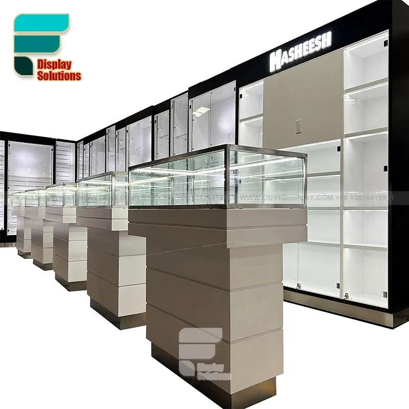 custom.High Capacity Display Cabinet Glass Door Lockable Drawer Multi Layer Shelf Tobacco Display Unit