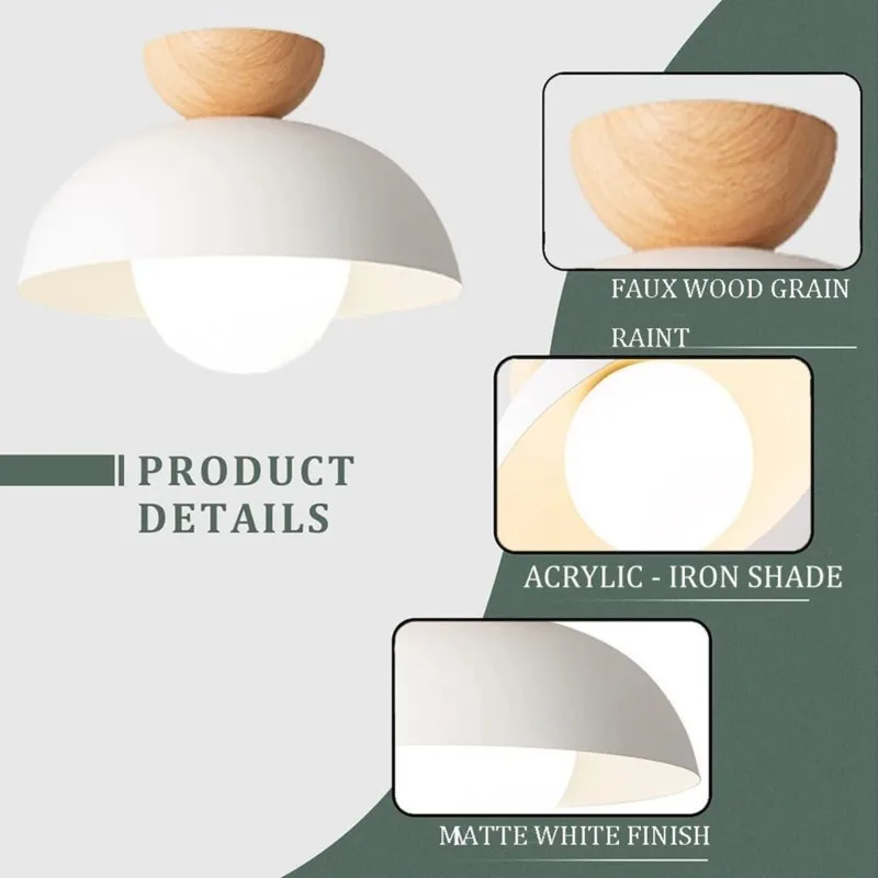 [NEW!A08R】 Ceiling Light Fixture E14 Decorative Semi Reccessed For Bedroom Aisle Corridor Entry Lighting
