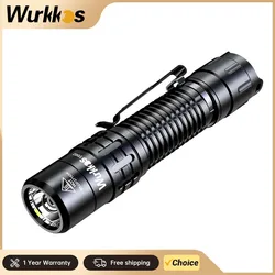 Wurkkos TD02 Tactical Flashlight 2000 Lumens Pocket Torch Rechargeable EDC with Type C Charging Port Tail Switch IPX8 Waterproof