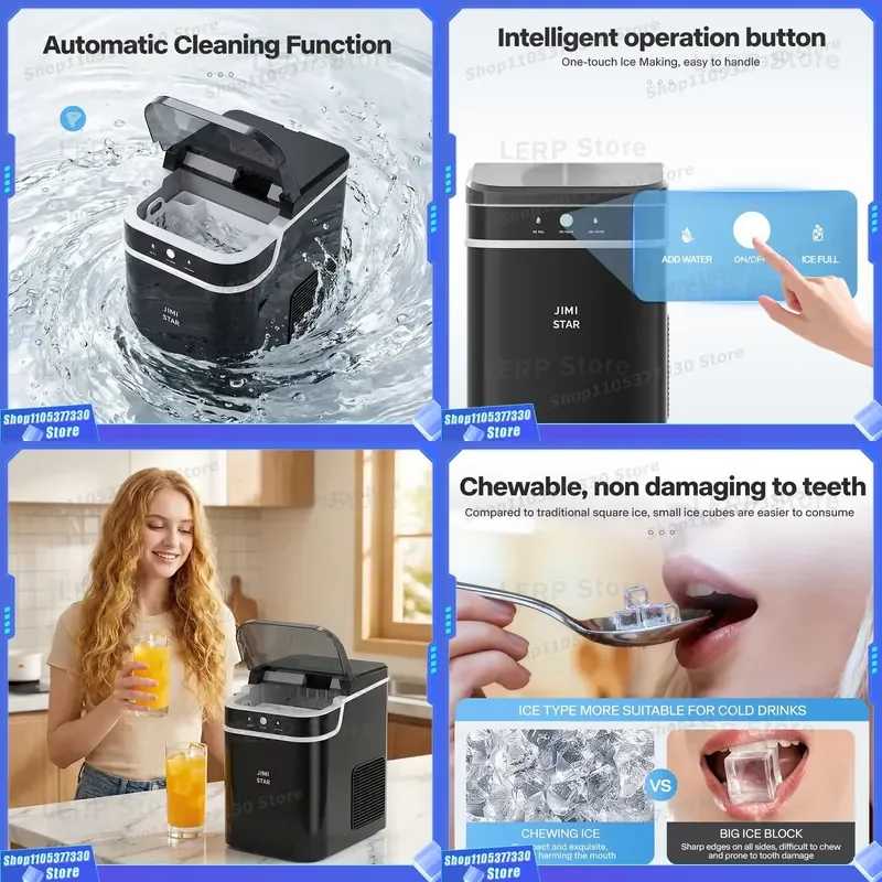 Portable Crushed Ice Maker Machine Freestanding Automatic Electric with Plastic Housing 15kg/day Capacity