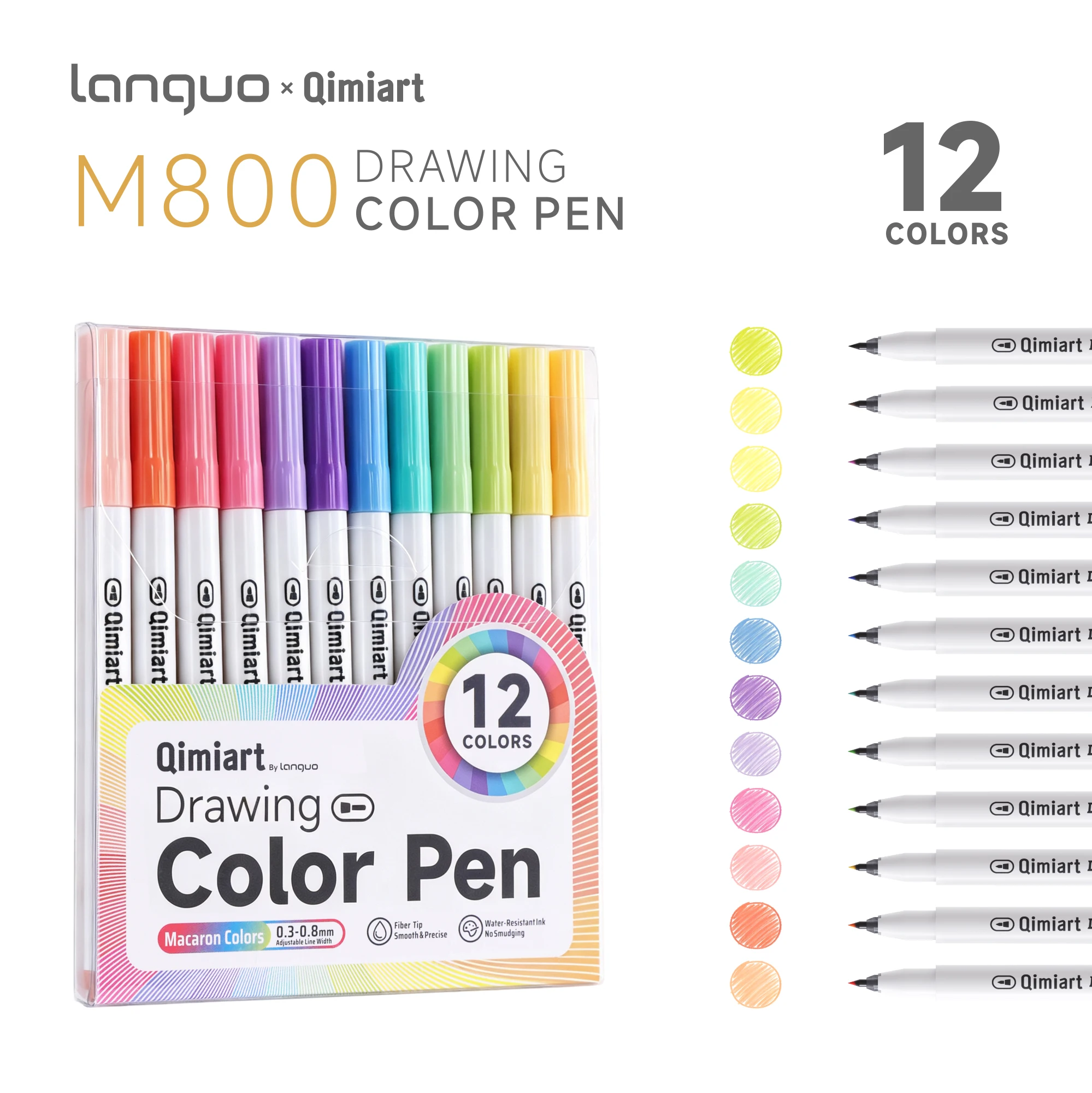 LANGUO Fiber Tip Brush Pen Fijne lijnen gekleurde markeerstiften Waterbestendige inktstiften voor schilderen, journaling, schrijven, DIY benodigdheden