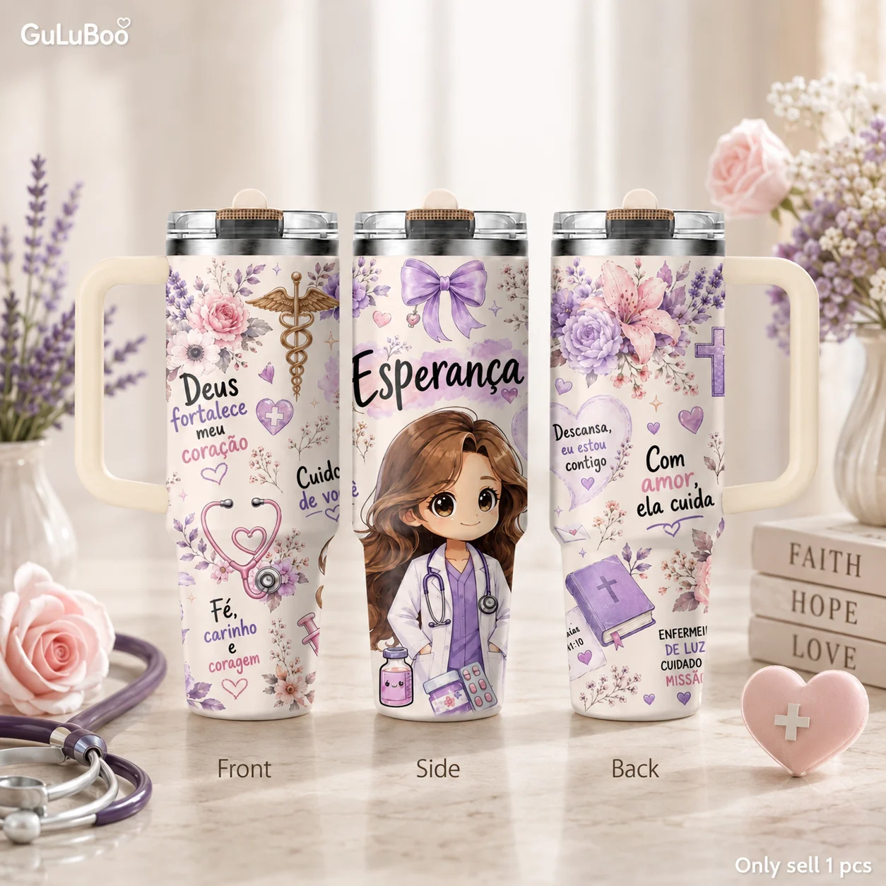 Christian Nurse Clipart Vacuum Flasks 40oz 3rd Gen Vacuum Insulated Stainless Steel Tumbler Cup With Handle Straw Lid For Gifts