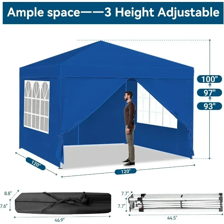Feet Pop Up Gazebo Canopy, Heavy Duty Outdoor Party Tent with 4 Removable Sidewalls and Carrying Bag, Portable Sun Shelter for