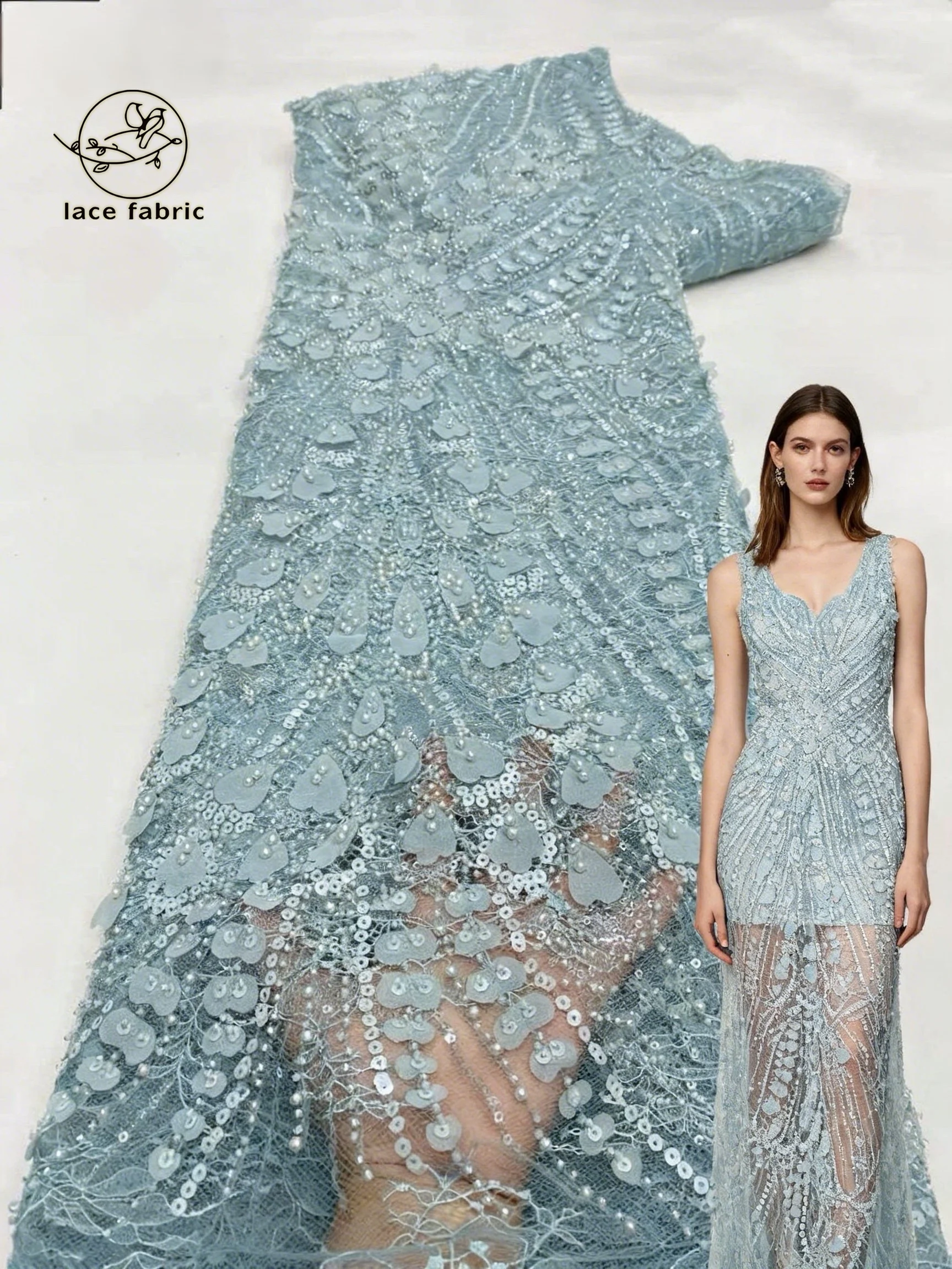 

Luxury Sequence African Lace Fabrics 2026 Latest High Quality French Tulle Lace Embroidery With Beads For Nigeiran Party Dress