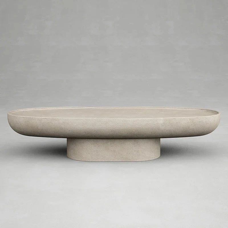 H  Nordic cave stone coffee table, simple modern wabi style living room light luxury coffee table