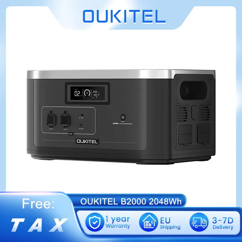 OUKITEL BP2000 Portable Power Station +OUKITEL B2000 Battery Pack 2048Wh Battery Pack 640000mAh 7 B2000 2200W AC Output 1800W AC