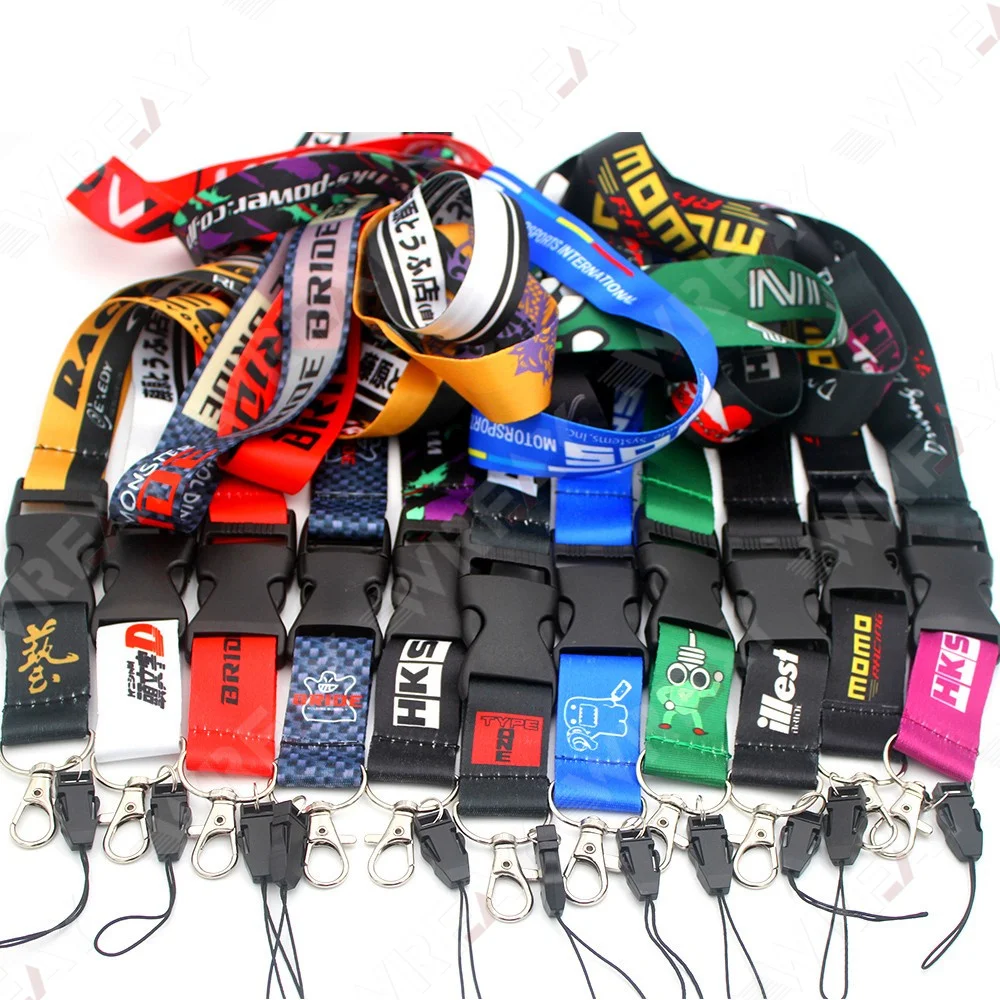 Car Racing JDM Logo Lanyard JDM Keychain Keyring ID Card Holder for Car