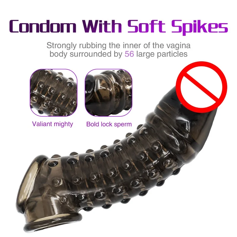 Reusable Male Penis Sleeve Testimony Bondage Cock Extensor Penis Ring Condoms with Scrotum Penis Erotic Male Toys