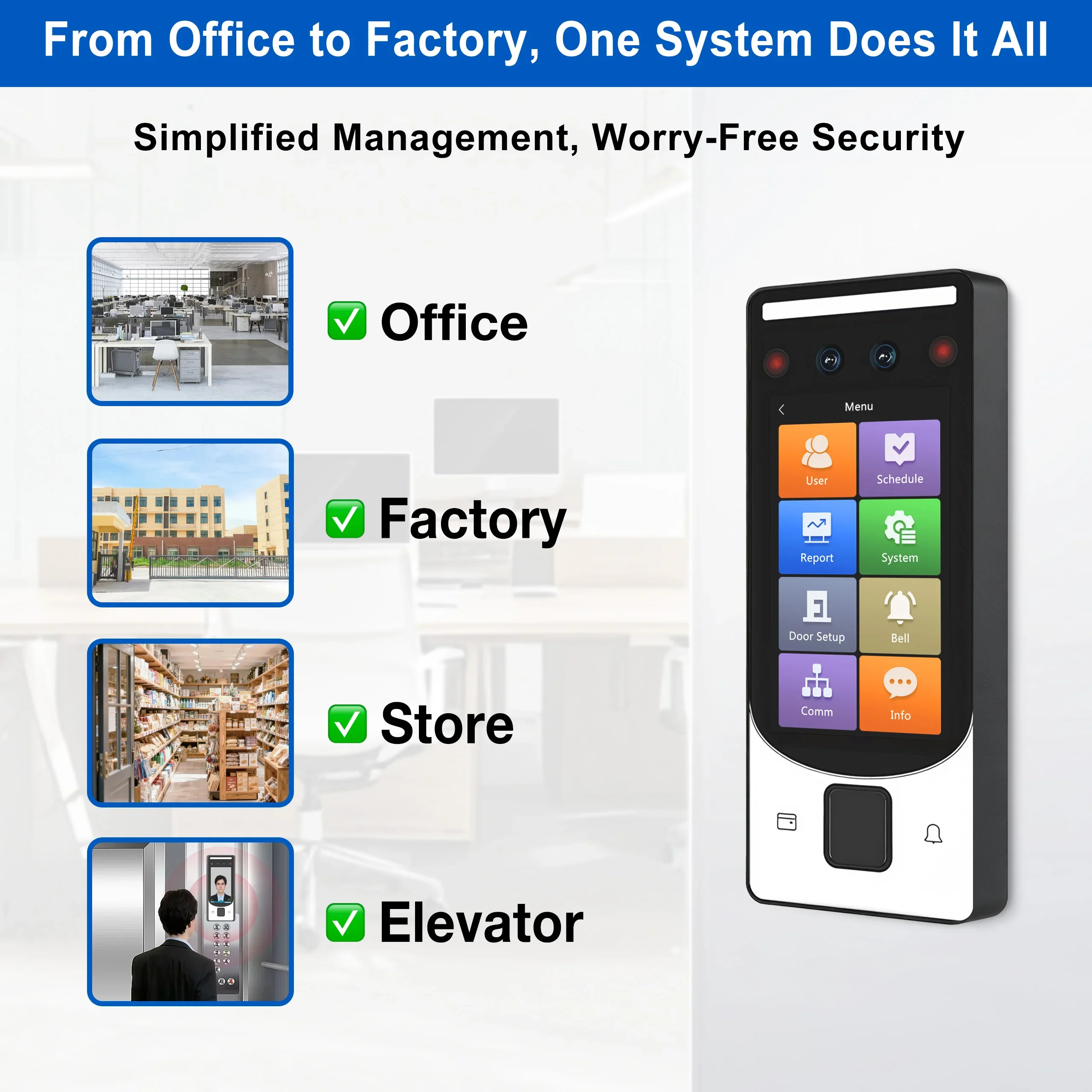 Picture 7: 4.5 inch Face Palm Vein Card Biometric Access Control System Cloud Time Attendance Terminal WiFi TCP IP Open API Mobile APP Remo