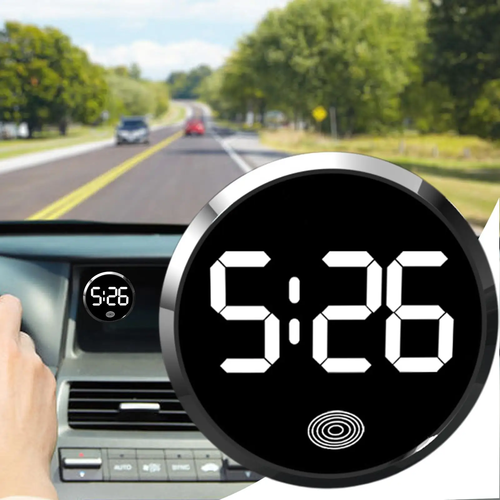 Car Dashboard Mini Digital Clock with Touch Control LED Display, Small Lighted Clock for Fridge RV Classroom Travel Accessories