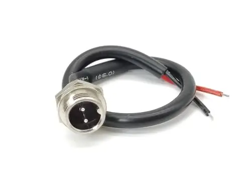 GX12 Aviation Connector 2 Pin Male Socket Back Panel Mount with Cable Wire 0.2 meter