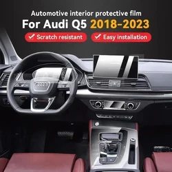 For Audi Q5 2018-2023 2022 Sprotback Car Multimedia Screen Center Gear Panel Transparent TPU Automotive Interior Protective Film