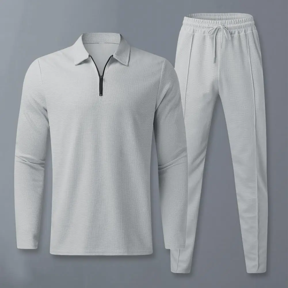 Heren Regular Fit Pak Heren Trekkoord Trainingspak Set Met Lange Mouwen Broek Elastische Taille Effen Voor Herfst Casual