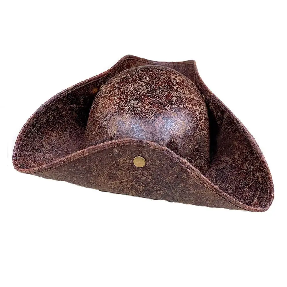 Chapeau Tricorn en cuir marron pour hommes et femmes, faux costume, chapeaux de cosplay, accessoires de fête créatifs, DistMurcia, chapeau Tim ade, 7,5 ate, nouveau