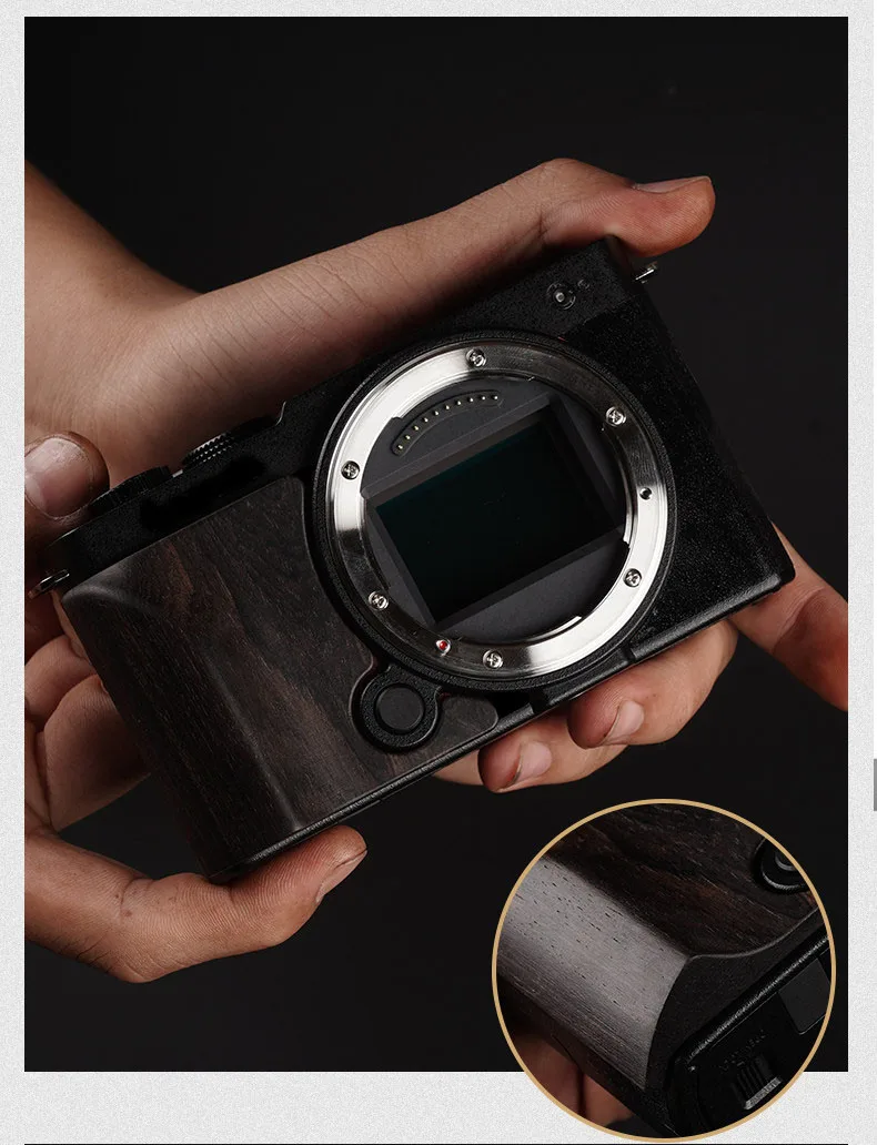 パナソニックlumix-s9用無垢材カメラ滑り止めハンドル-木製ハンドグリップホルダー-滑り止めステッカー