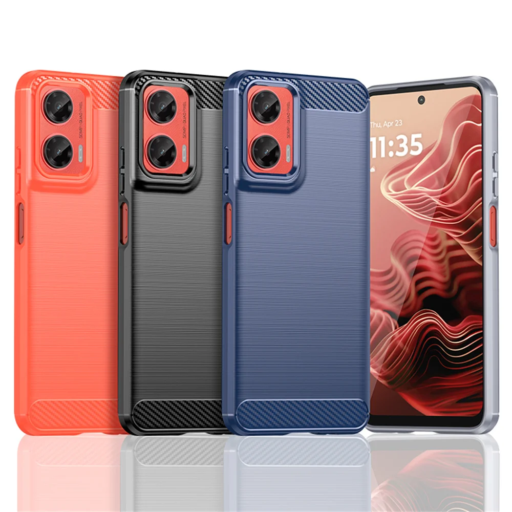 لموتورولا موتو G35 5G الفاخرة ألياف الكربون الجلد كامل لينة غطاء سيليكون الحال بالنسبة MotoG35 G 35 الحالات الهاتف
