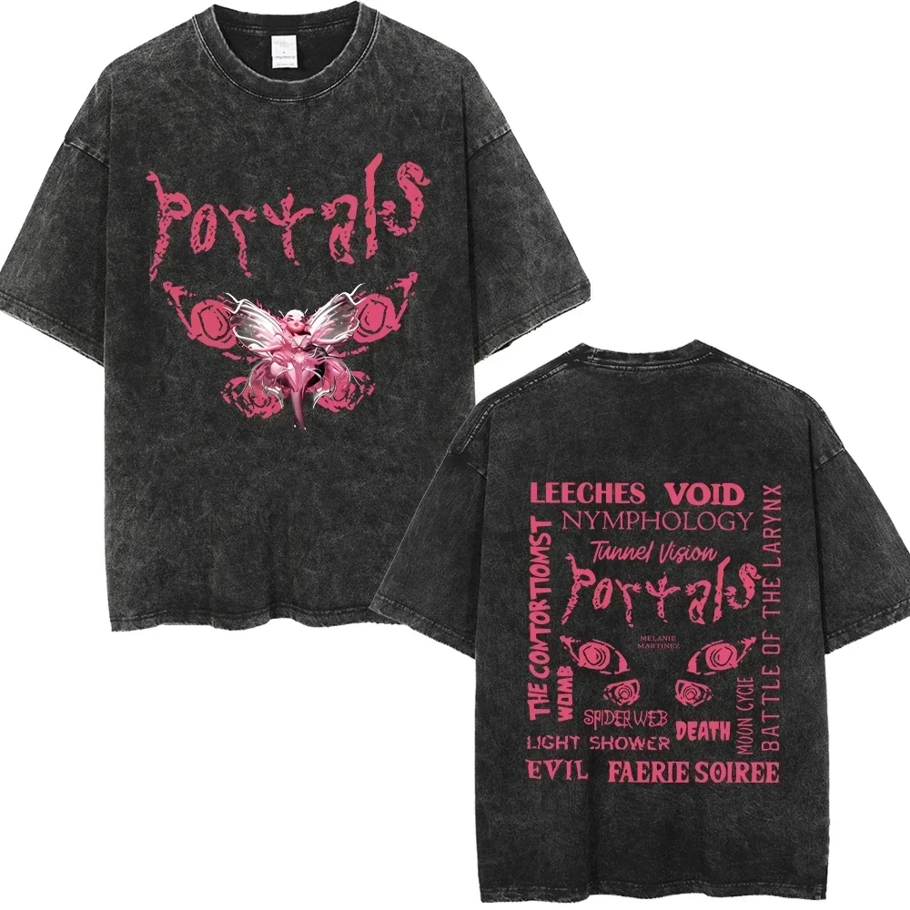 Camiseta lavada de Melanie Martinez Portals, Camiseta con estampado Vintage, camisas Retro de algodón, ropa informal estilo Hip Hop, camisetas informales de verano Unisex