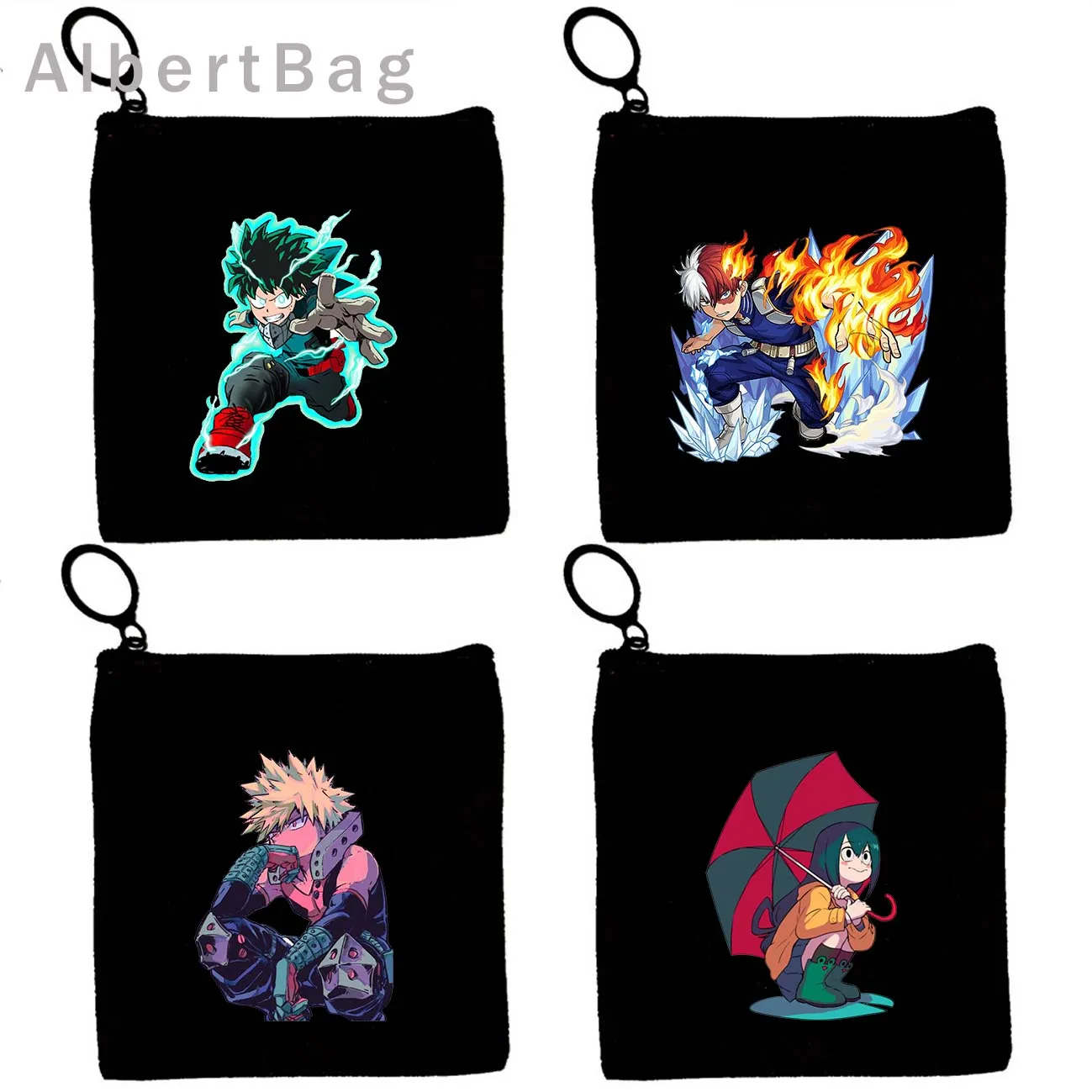 僕のヒーローアカデミア-キャンバスコインウォレット,小さな財布,ジッパーポーチ,漫画のアニメーション,デク,ドクア,トアドロキ