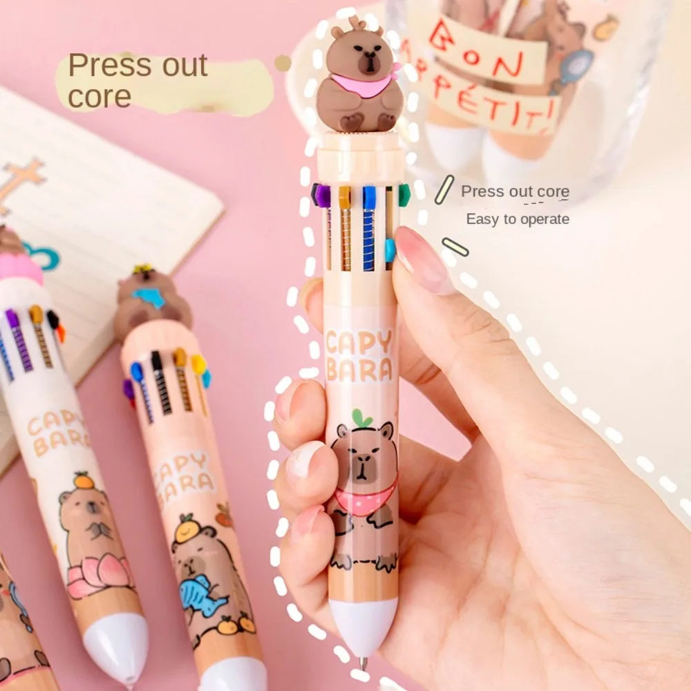 Adorable Capybara Design Retractable Gel Ink Rollerball Pens - 4 Pack Multicolor Set, Smooth Writing Medium Point Pens