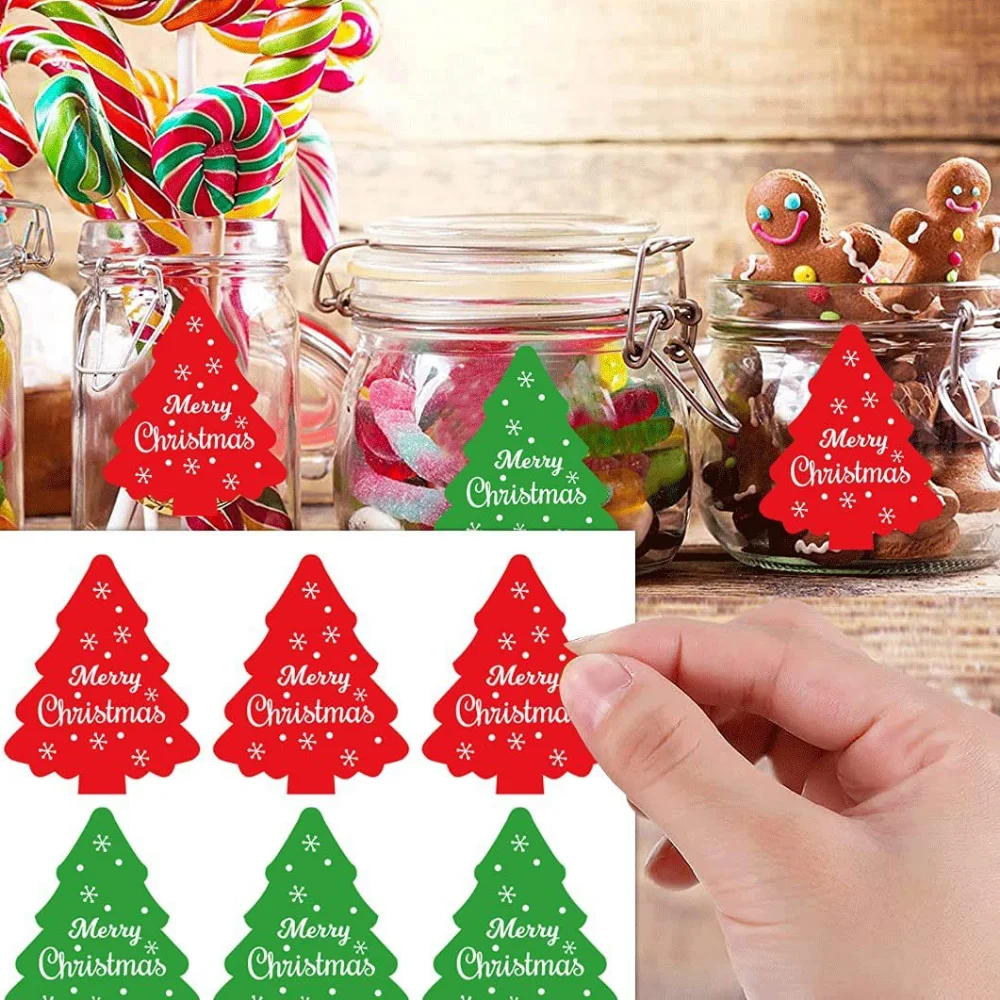 60Pcs Christmas Envelope Seal Stickers 2.2inch Christmas Tree Labels Merry Christmas Stickers for Gift Invitation Party Favor