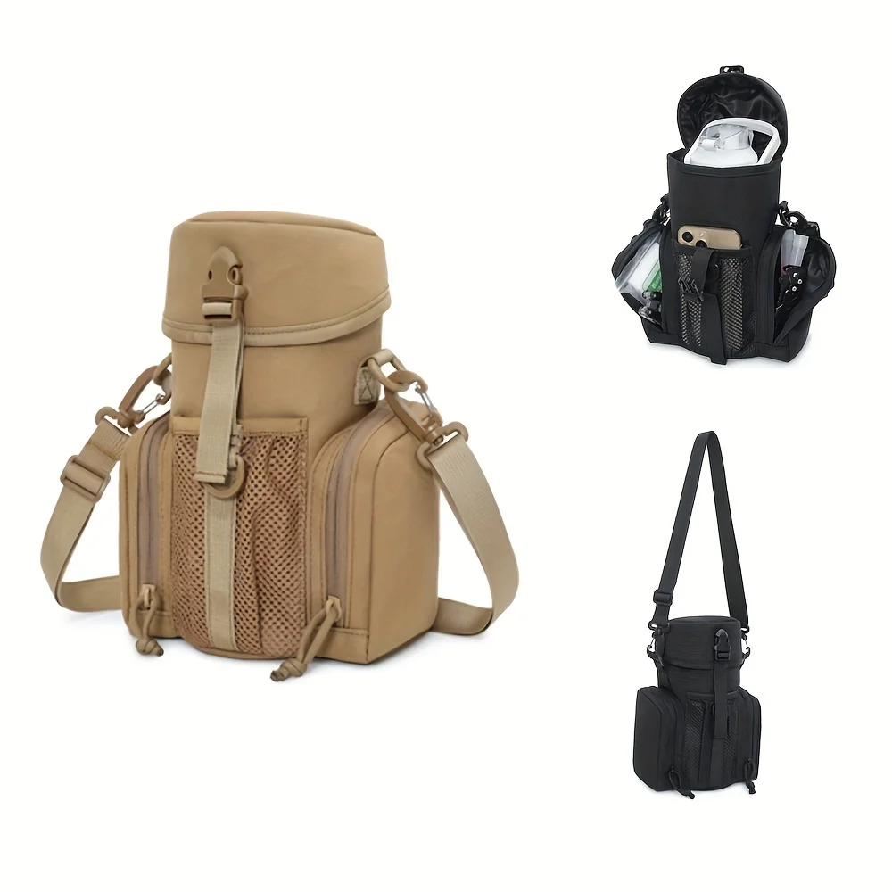 Multi Functional Tactical Outdoor Shoulder Bag, Large Capacity Travel Water Bottle Bag, Single Shoulder Crossbody Waist Bag