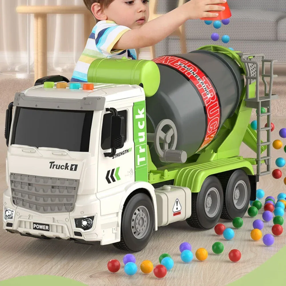 Simulation Engineering Truck Inertial Cement Mixing Discharge Acousto-optic Concrete Set Toy Car Toys for Kids 2 To 4 Years Old