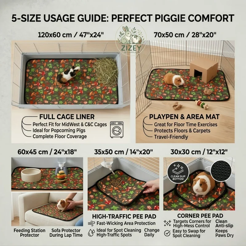 Forest Hamster Cage Mat Reusable Rabbit Pee Pad Washable Bunny Bedding Easy Clean Guinea Pig Liner Soft Cushion Small Animal view 3